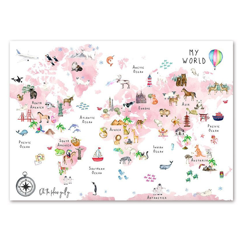 Pink World Map