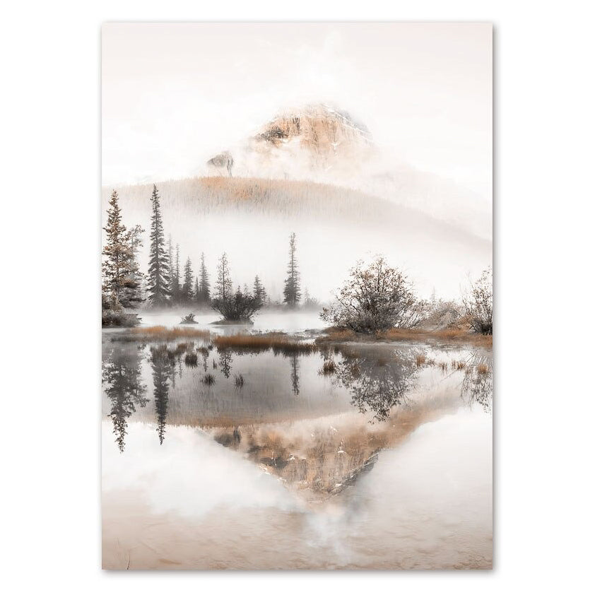 Misty Lake & Mountains