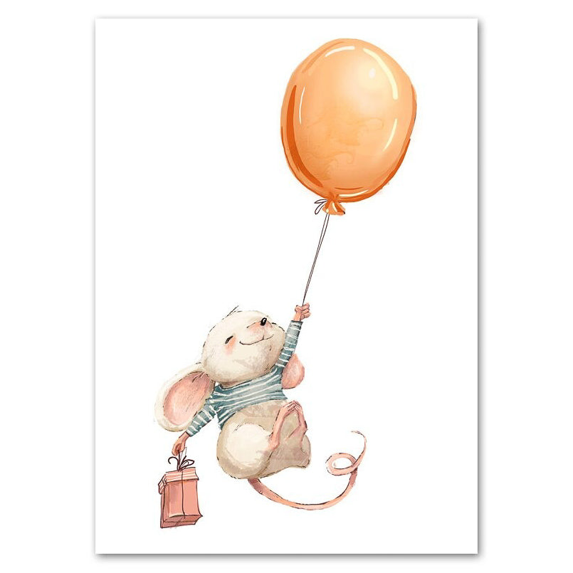 Little Mouse with Orange Balloon