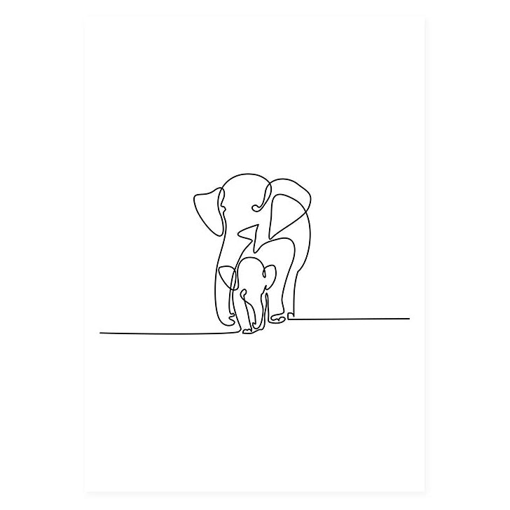 Minimalist Elephant & Baby