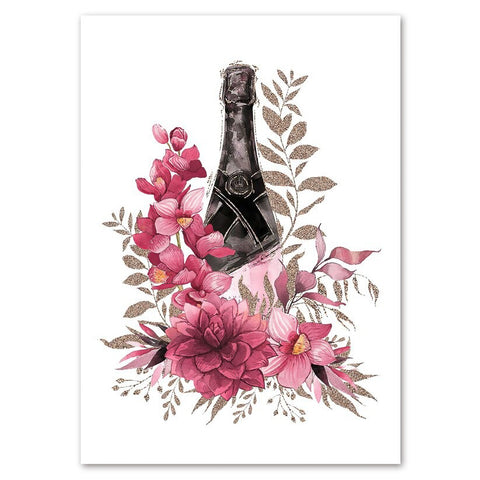 Champagne with Pink Flowers II
