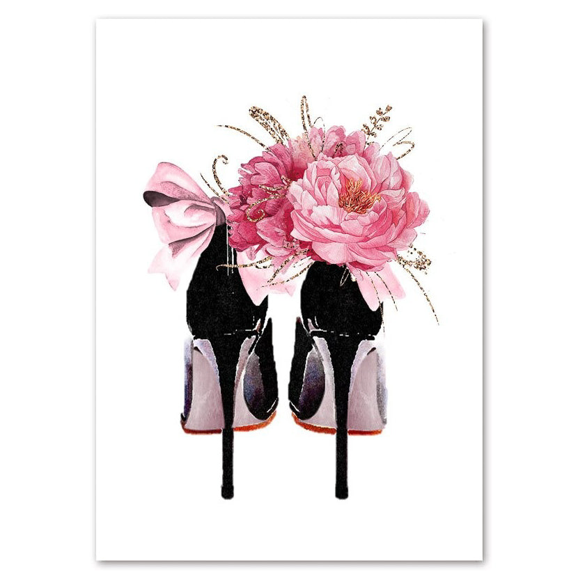 Black Heels with Pink Flowers – PFH Decor