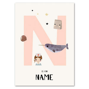 Personalized Cartoon Name Print - N