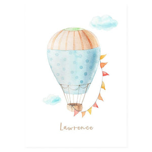 Personalized Blue Hot-Air Balloon Name Print