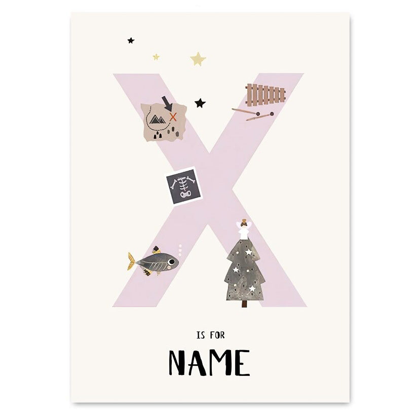 Personalized Cartoon Name Print - X